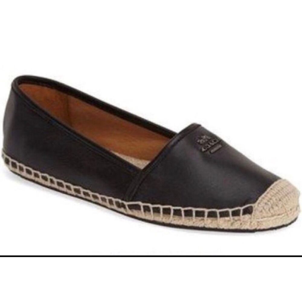 Coach rhodelle espadrille slip pull on sneakers /loafers shoes flats 8B black